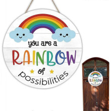 Rainbow Sign for Classroom - Creative Rainbow Wooden Listing Outdoor Sign - Art Wall Sign You Are A Rainbow Of Possibilities Rainbow 11.5in Decoration