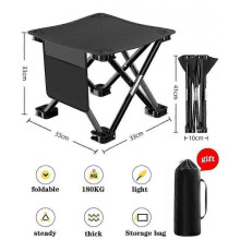 (A, Black) 2023 Portable folding camping chair, outdoor beach chair, folding footstool