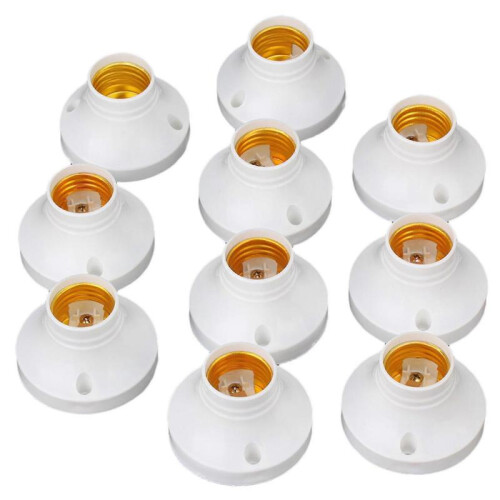 10pcs E27 Round Plastic Socket Holder Base for E27 Screw Light Lamp Bulb Ac 220v