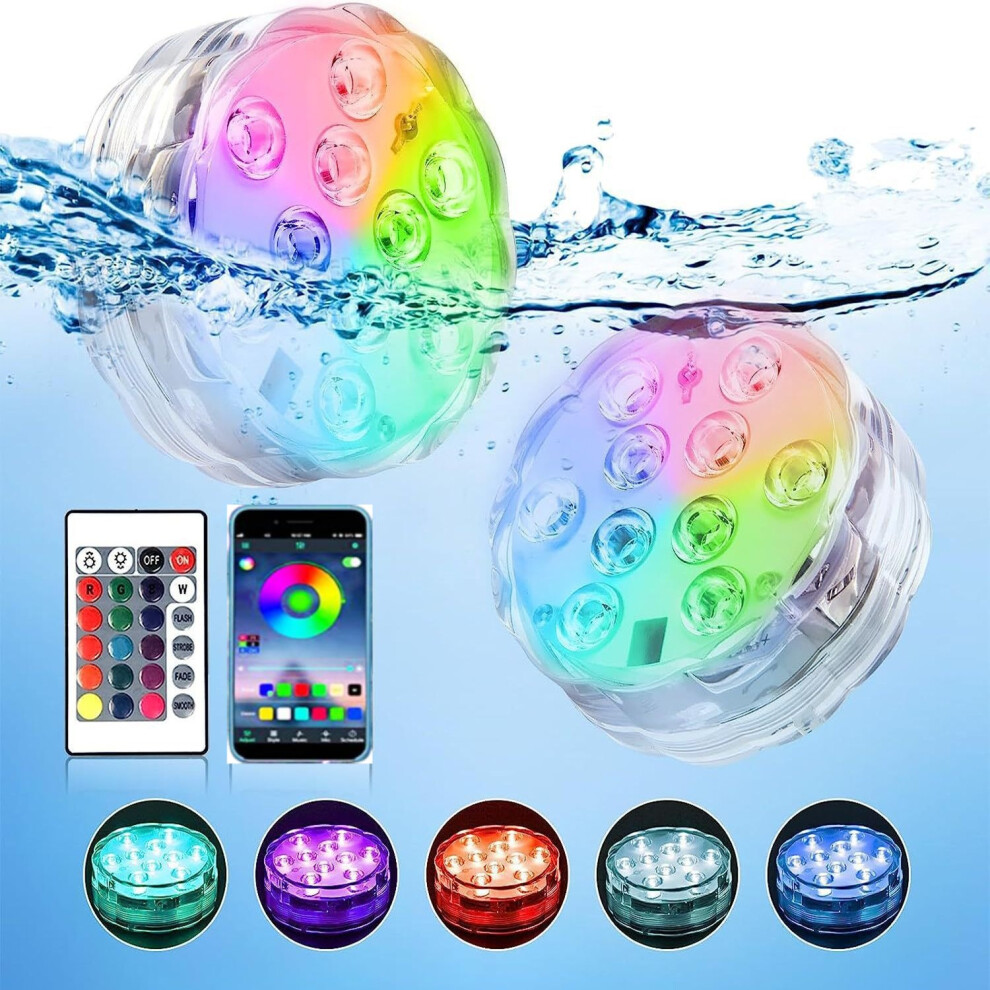 2Pack Pool Lights Submersible LED with RF Remote