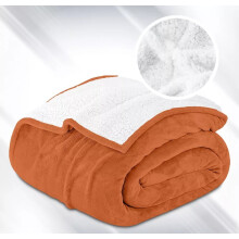(Rust Orange, Double: 150 X 200 CM ) Sherpa Fleece Blanket Bed Mink Sofa Throw 2 Layer Reversible Travel Blanket