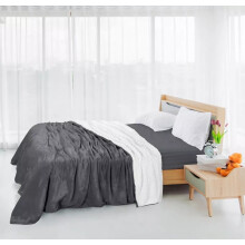 (Grey, King: 200 X 240 CM) Sherpa Fleece Blanket Bed Mink Sofa Throw 2 Layer Reversible Travel Blanket