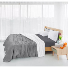 (Silver, Double: 150 X 200 CM ) Sherpa Fleece Blanket Bed Mink Sofa Throw 2 Layer Reversible Travel Blanket
