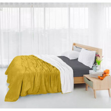 (Yellow Ochre, King: 200 X 240 CM) Sherpa Fleece Blanket Bed Mink Sofa Throw 2 Layer Reversible Travel Blanket
