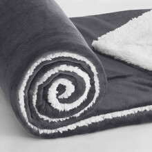 (King Sherpa, Grey) 480GSM Thick Reversible Weighted Fleece Blanket Throw