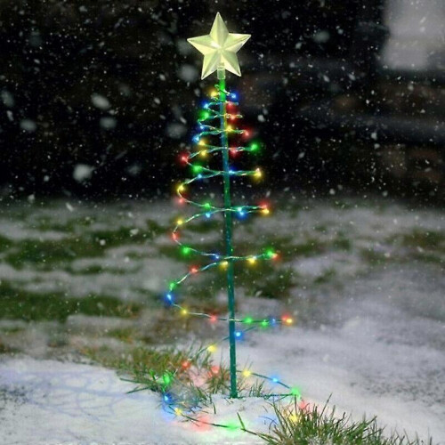 Solar Powered LED Christmas Tree Stake Light Outdoor Yard Garden Pathway Light