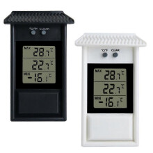 (Black) Digital Thermometer Display Max Min Greenhouse Garden Outdoor Indoor Wall Room
