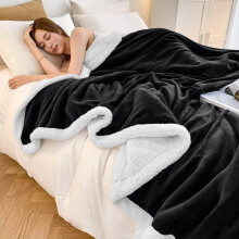 (Black, Super King: 230 X 270 CM) Sherpa Fleece Blanket Bed Mink Sofa Throw 2 Layer Reversible Travel Blanket