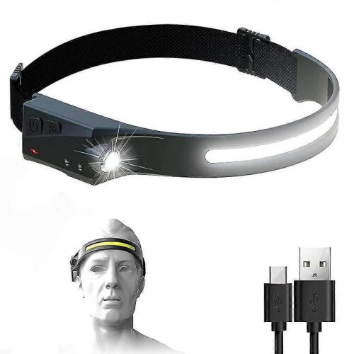 (2pcs) 1/2PCS COB LED Headlamp Headlight Torch Flashlight Work Light Bar Head Band Lamp