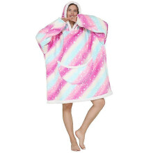 (D) Blanket Hoodie for Women, Girls Oversized Hoodie, Warm Wearable Blanket, Super Soft Sherpa Fleece Sweatshirt with Giant Pocket