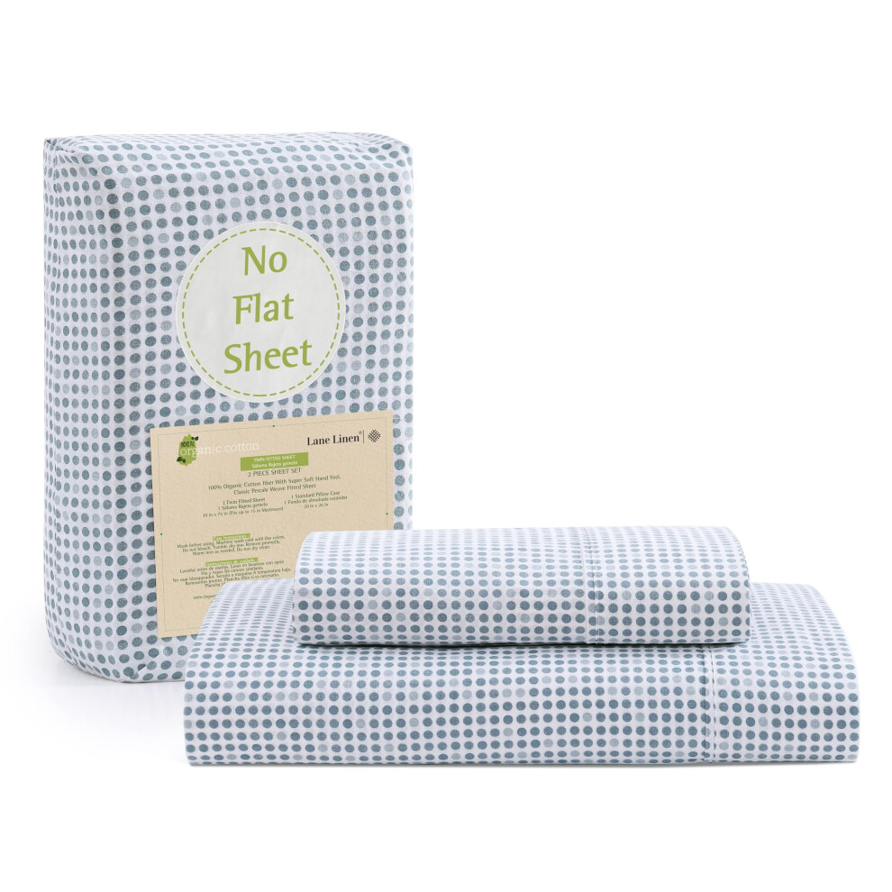 Parure de lit 2 pi   ces Lane Linen 100 % coton biologique Cool Twin (1 drap-housse, 1 taie d'oreiller) en percale ultra douce et respirante, pour
