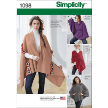 EENVOUD 1098 Damesfleece poncho's en omslagdoeken Naaisjabloon Maat OS (?n maat)