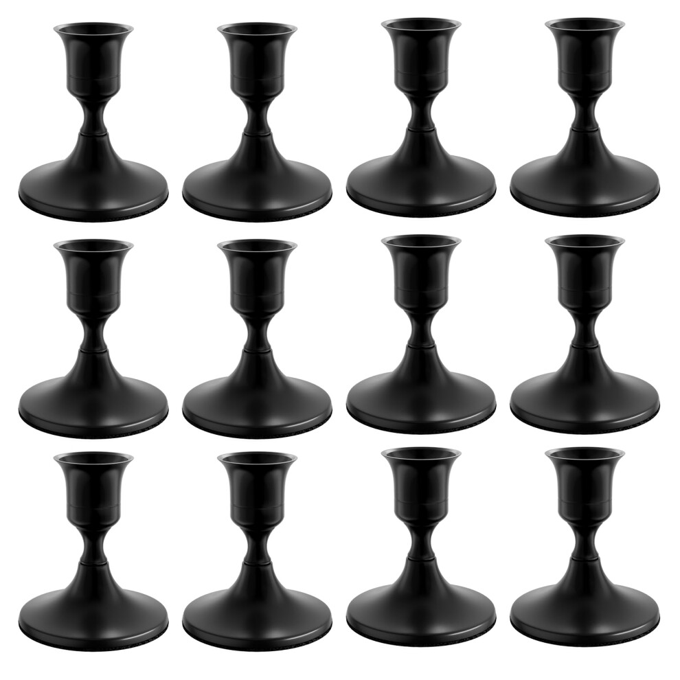 zeochyni 12PCS Black Taper Candle Holders Set  Vintage Metal Candlestick Holders for Dinner Room Table Centerpiece or Mantel Wedding Party Decor-image-OPC-PFNSTQ8-NEW