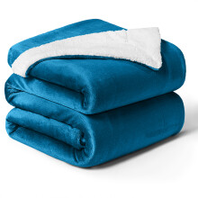 (Single Sherpa, Teal) 480GSM Thick Reversible Weighted Fleece Blanket Throw