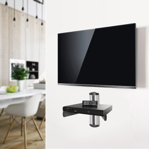 Cmple - Supporto da parete universale regolabile AV per lettori DVD/decoder/console di gioco/accessori TV - 1 ripiano 2