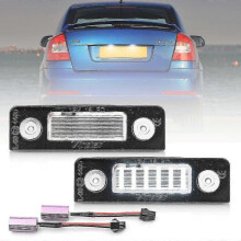 2x White Canbus Error Free Led License Number Plate Light for Skoda Octavia Mkii 1z A5 09-13 Roomster 5j 06-10 Rear Tag Lamps