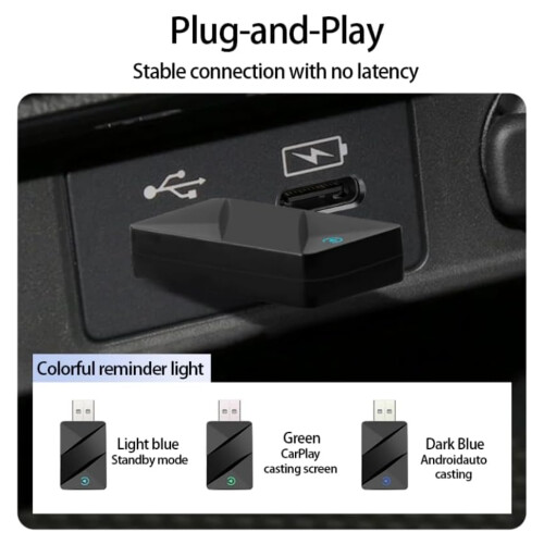 2 in1 Carplay Wireless Adapter for iPhone Android USB Car Dongle 2