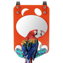 (Oval Mirror) Bird Mirror with Rope Perch, Acrylic Bird Parrot Toys, Budgie Toys Bird Mirror for Greys Amazons Parakeet Cockatiel Lovebirds