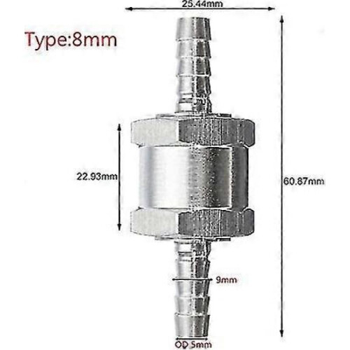 Aluminum Alloy Check Valve Anti-reverse Flow Valve 8mm 2