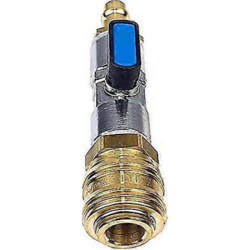 Compressed Air Quick Connector, Shut-off Valve with 3/8" Push-in Fitting 1