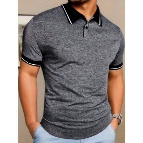 Herren Color Block Kurzarm-Poloshirt L