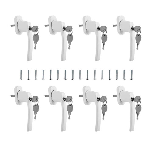 Set van 8 afsluitbare aluminium raamgrepen - Kindveilig - 35 mm - Wit