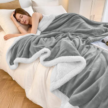 (Silver, Super King: 230 X 270 CM) Sherpa Fleece Blanket Bed Mink Sofa Throw 2 Layer Reversible Travel Blanket