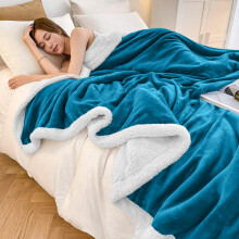 (Teal, Super King: 230 X 270 CM) Sherpa Fleece Blanket Bed Mink Sofa Throw 2 Layer Reversible Travel Blanket