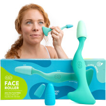 RAD Gezichtsroller - 2-in-1 Jade Roller & Gua Sha Tool Siliconen handvat Huidverzorging Rollen en schrapen Massagetherapie