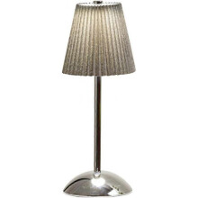 (Silvery) Touch Table Lamps Pleated Dimmable Bedside Lamp USB Rechargeable Table Lamp Pink Metal Side Lamp for Living Room Lounge Bedrooms