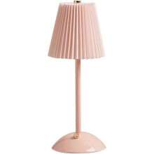 (Pink) Touch Table Lamps Pleated Dimmable Bedside Lamp USB Rechargeable Table Lamp Pink Metal Side Lamp for Living Room Lounge Bedrooms