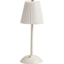 (White) Touch Table Lamps Pleated Dimmable Bedside Lamp USB Rechargeable Table Lamp Pink Metal Side Lamp for Living Room Lounge Bedrooms