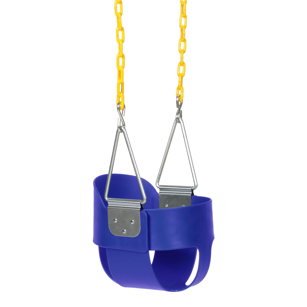 Heavy-Duty High Back Full Bucket Toddler Swing Seat | Coated Swing Chains Fully Assembled | Swing Set Accessory Blue Eastern Jungle Gym