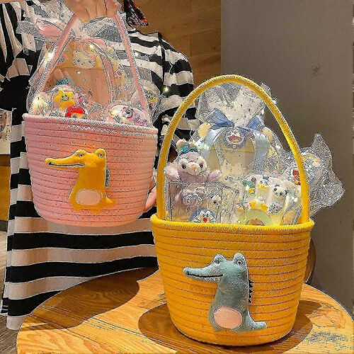 Cotton Rope Woven Basket Handheld Gift Yellow Alligator (1pc) 1