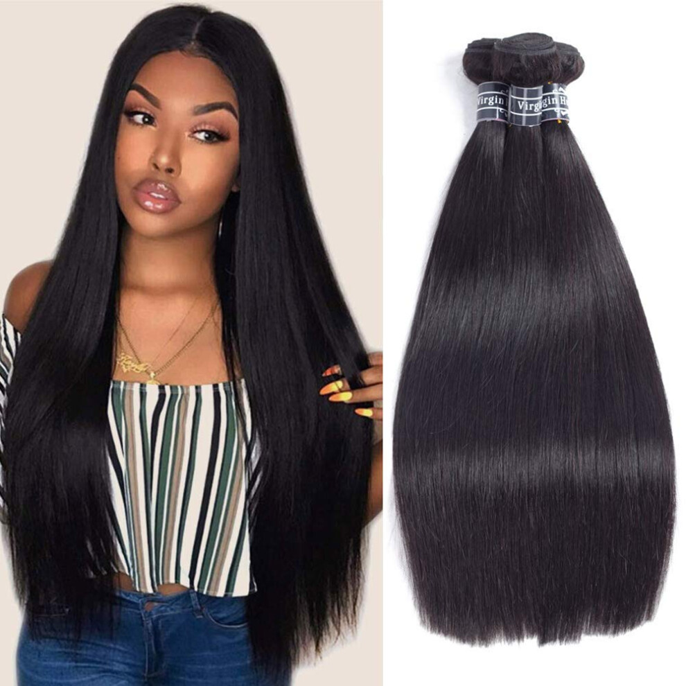 Amella Hair Unprocessed Brazilian Virgin Hair Straight 16 18 20 8A 100 Brazilian Straight Virgin Hair Extension Weaves Na