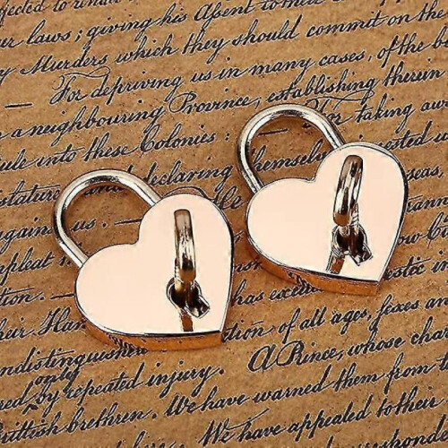 Padlock with Key, 2 Heart Skull Padlocks (rose Gold) 2