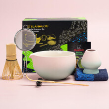 Japanese Tea Set (7pcs) Matcha Whisk Set Matcha Bowl with Pouring Spout Bamboo Matcha Whisk (chasen) Scoop (chashaku) Matcha Whisk Holder Tea Making K