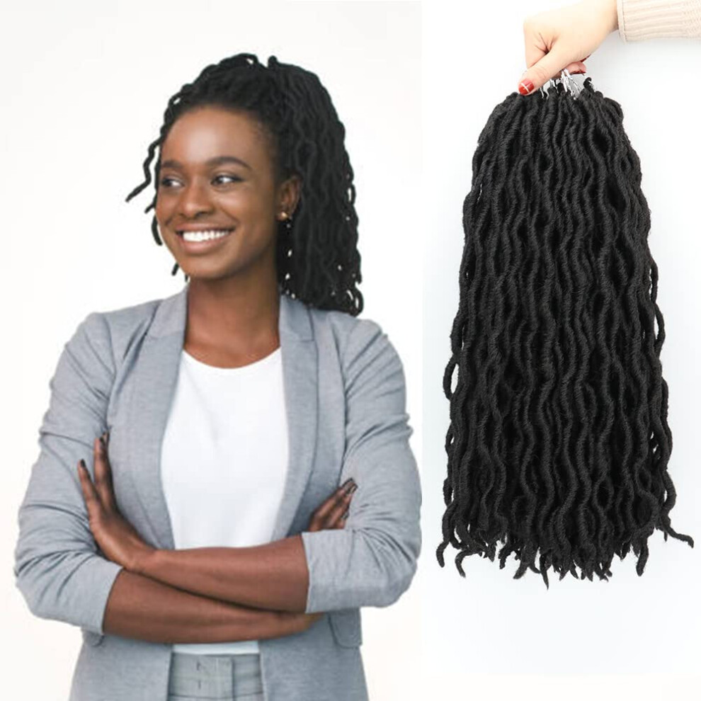 Eliza Unisex Wavy Gypsy Locs Ombre Crochet Hair 18"" 8Packs/Lot Goddess Locs 100% Kanekalon Fiber Faux Locs African Roots Dreadlocs Synthetic Braid
