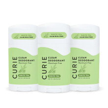 Curie Aluminum Free Deodorant - White Tea Stick 3pk - Natural Deodorant Paraben Free Cruelty Free Non-Toxic