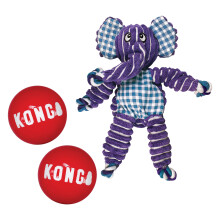 KONG Floppy Knots & Signature Balls (2-pack) - Geknoopt hondenspeelgoed stimuleert spel en bevredigt instincten - Hondenbenodigdheden met minimal