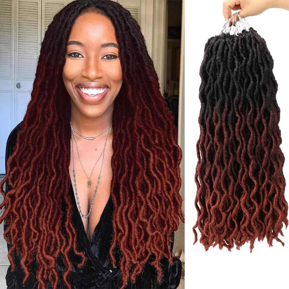 Eliza Unisex Wavy Gypsy Locs Ombre Crochet Hair 18"" 8Packs/Lot Goddess Locs
