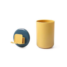 1 Set Wall Mounted Toothbrush Holder with Cup Bathroom Amenities Blue Yellow