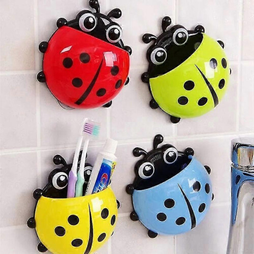 4pcs Ladybug Toothbrush Holder Bathroom Soft Cup Holder (random Color) 1