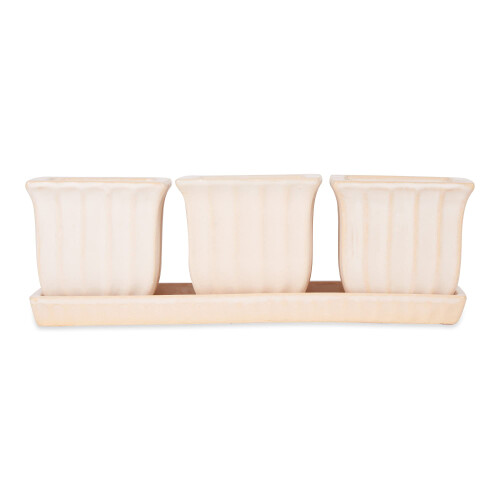 Accent Plus White Square Ceramic Small Planter (Set of 3) 1