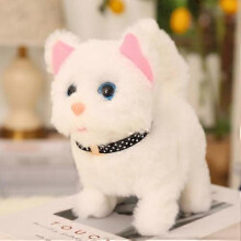 (A) Cute Electronic Pet Cat Toy Walking Meow Plush Cat Toy Stuffed Toy Kids Birthday Gift