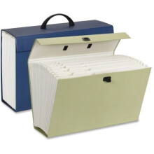 Smead Scatola portadocumenti espandibile portatile 19 tasche Linguette vuote Etichette stampate Chiusura a scatto Formato legale Blu (70806)