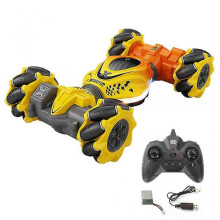 (Yellow) Mini 4wd Double Sided Rotating Offroad Remote Control Car For Boy Kids Age 6+