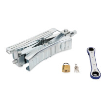EAZ LIFT Heavy Duty Wheel Stop with Ratchet Wrench- Stabilizes Your Truck by Securing Tandem Tires to Prevent Movement Spaced 3-10 Apart- Large 44662