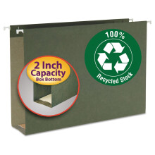 Smead Cartella portadocumenti sospesa sul fondo della scatola riciclata al 100% 2"""" Espansione Formato legale Standard Verde 25 per scatola (6509