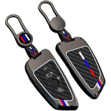 ((Gunmetal) Carbon Fiber Key Fob Cover Case Metal Shell Cover Compatible For Bmw 2 5 6 7 X1 X2 X3 X5 X6 X7 Series